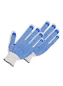 Перчатки хб 4-х нитка с ПВХ точка ГОСТ 10 класс